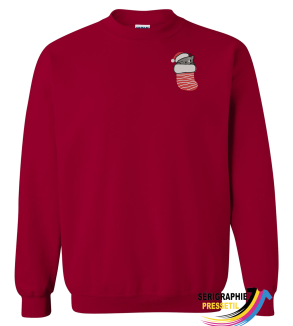 Crewneck de Noël brodé – Petit chat dans un bas festif