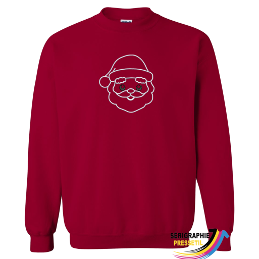 Embroidered Christmas Crewneck – Santa Claus Silhouette