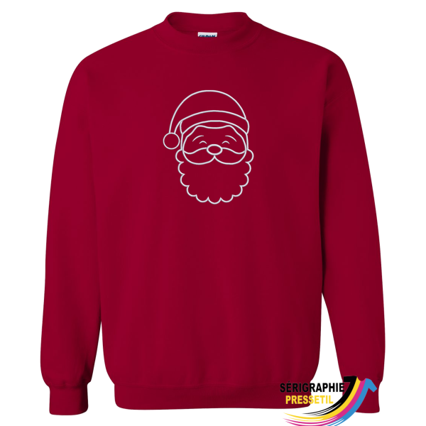 Crewneck de Noël Brodé – Silhouette du Père Noël | Gris Sport ou Rouge | Fait au Québec