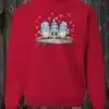 Crewneck rouge Gnome de noël bleu