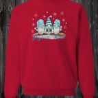 Crewneck rouge Gnome de noël bleu