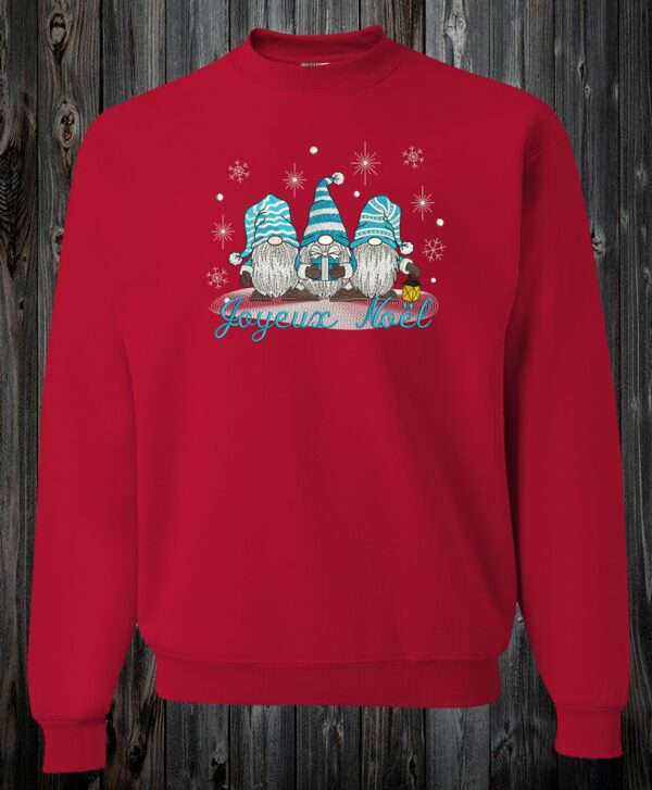 Crewneck rouge Gnome de noël bleu