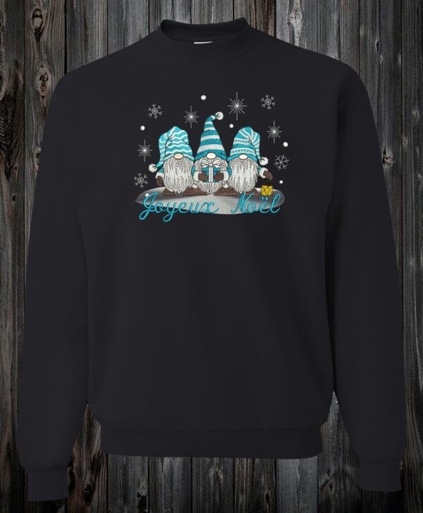 Crewneck noir Gnome de noël bleu