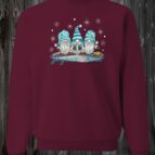 Crewneck maron Gnome de noël bleu