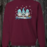 Crewneck maron Gnome de noël bleu