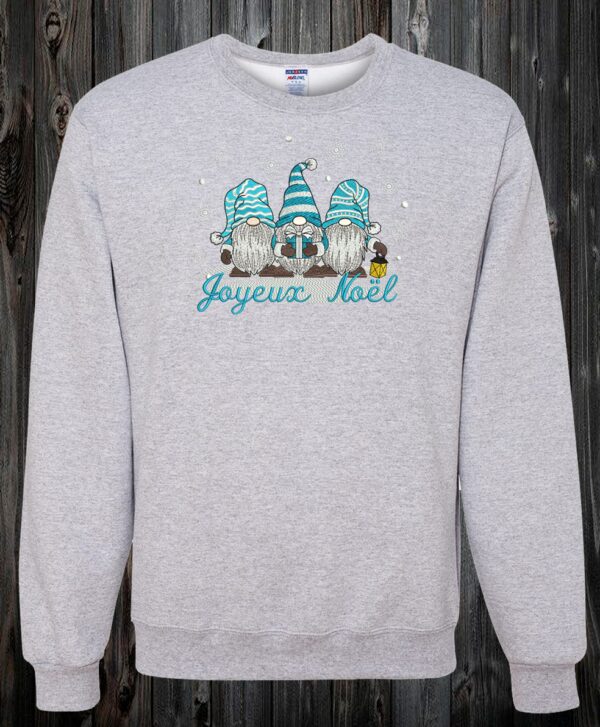 Crewneck gris cendréGnome de noël bleu