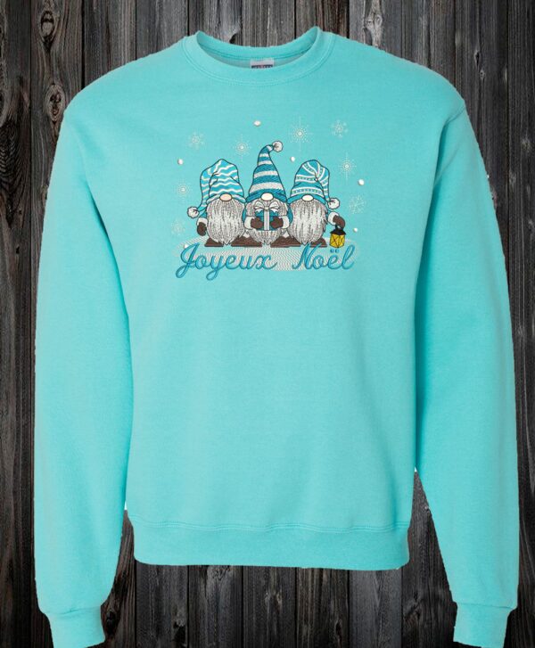 Crewneck turquoise Gnome de noël bleu