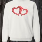 Crewneck blanc avec 2 coeurs rouge