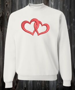 Crewneck blanc avec 2 coeurs rouge