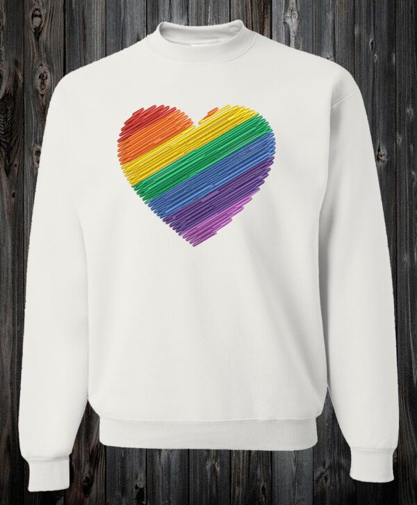 Crewneck coeur arc-en-ciel