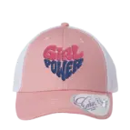 casquette rose avec broderie girl power en rose et bleu