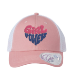 casquette rose avec broderie girl power en rose et bleu