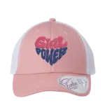 casquette rose avec broderie girl power en rose et bleu