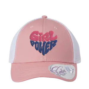 casquette rose avec broderie girl power en rose et bleu