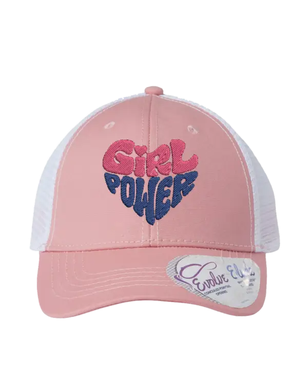 casquette rose avec broderie girl power en rose et bleu