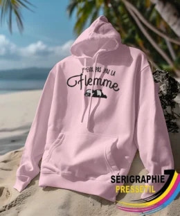 hoodies je peux pas j'ai la flemme rose pale